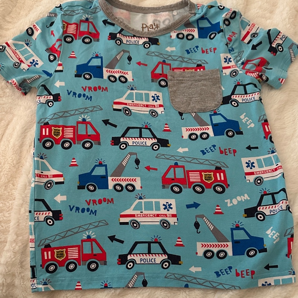 Little Sleepies Emergency Vehicle Relaxed Pocket Shirt
